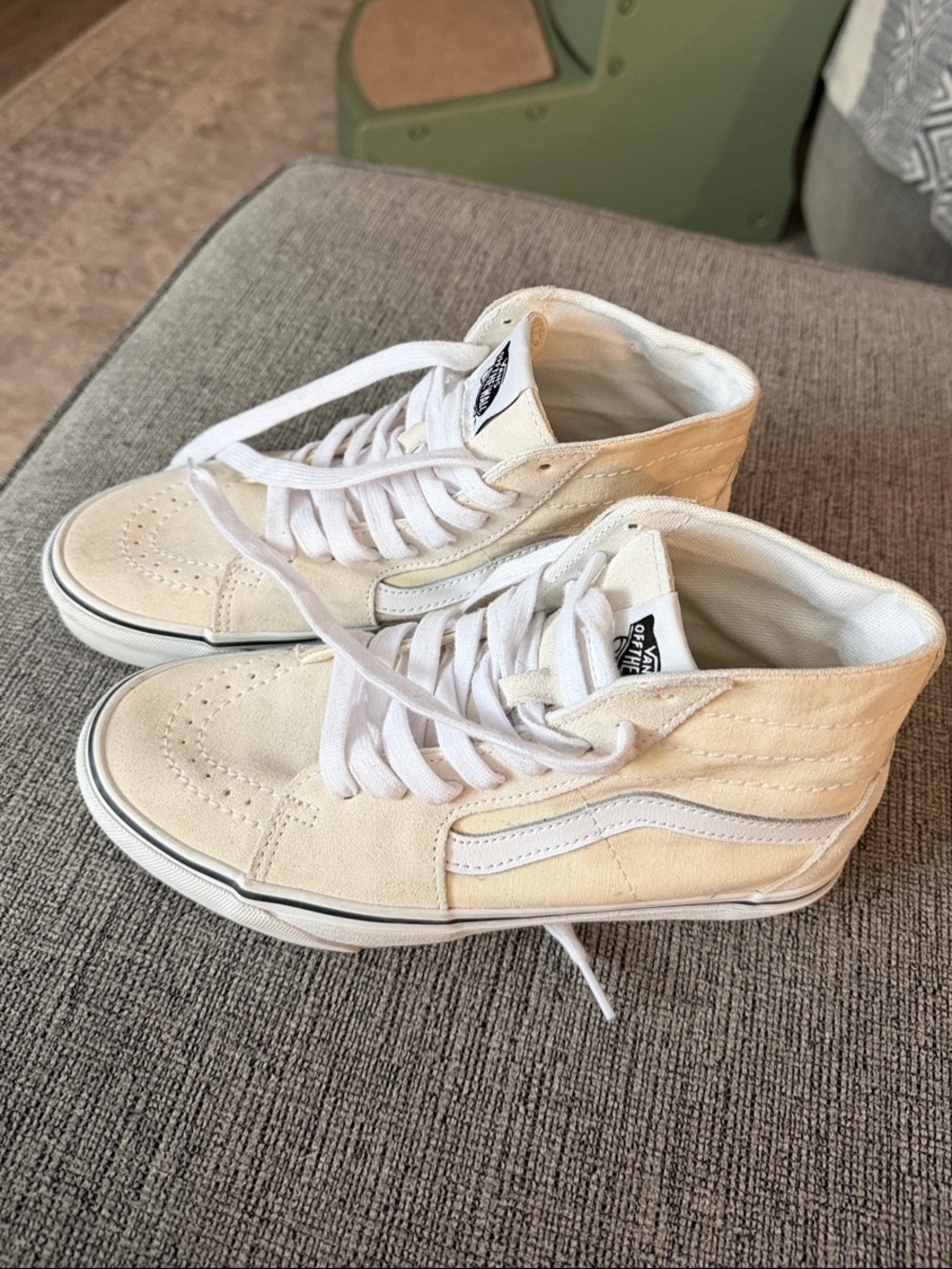 Vans Sk8-Hi High Top Sneakers in Cream and White